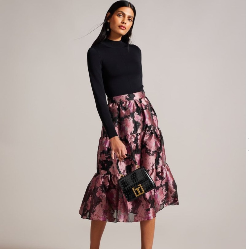 Ted Baker Kasymae - Knit Bodice Dress With Tiered Midi Skirt